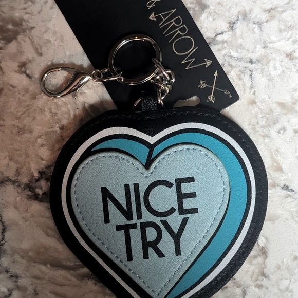 "Nice Try" heart shaped keychain - Picture 1 of 2